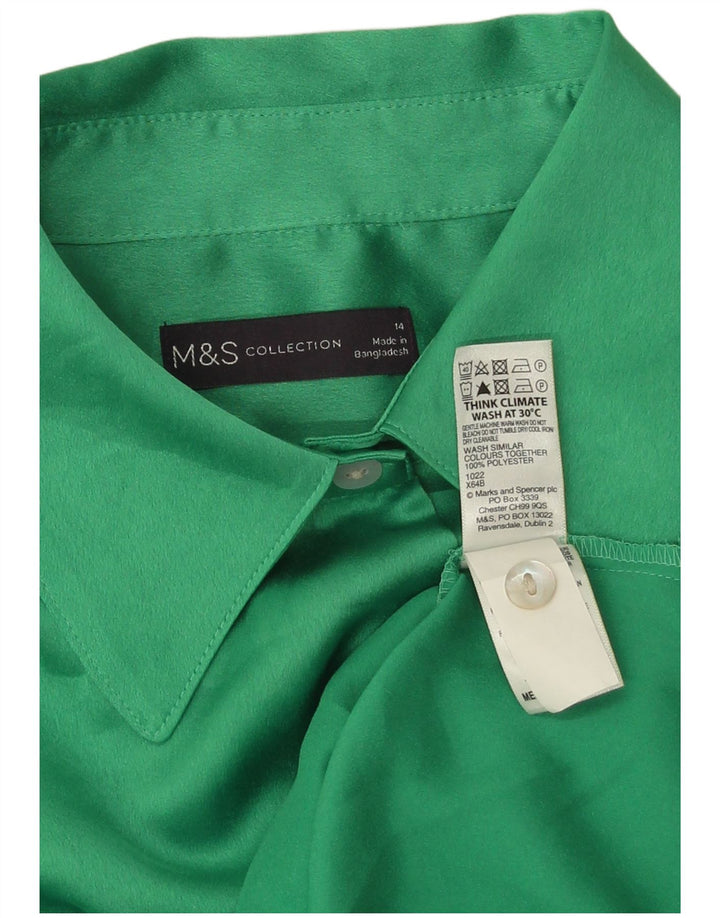 Marks & Spencer Chemise Femme UK 14 Large Vert Polyester
