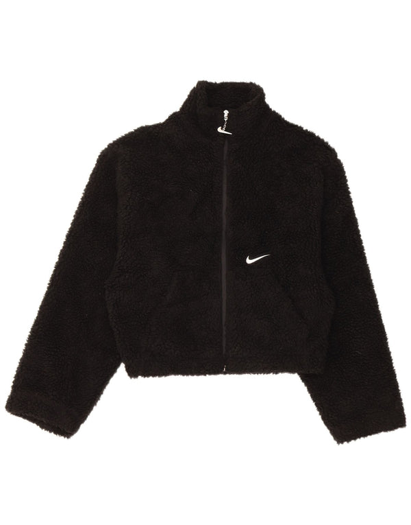 Nike Veste polaire surdimensionnée graphique pour femme UK 6 XS Noir Polyester