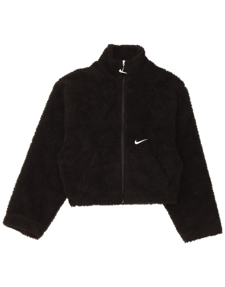 Nike Veste polaire surdimensionnée graphique pour femme UK 6 XS Noir Polyester