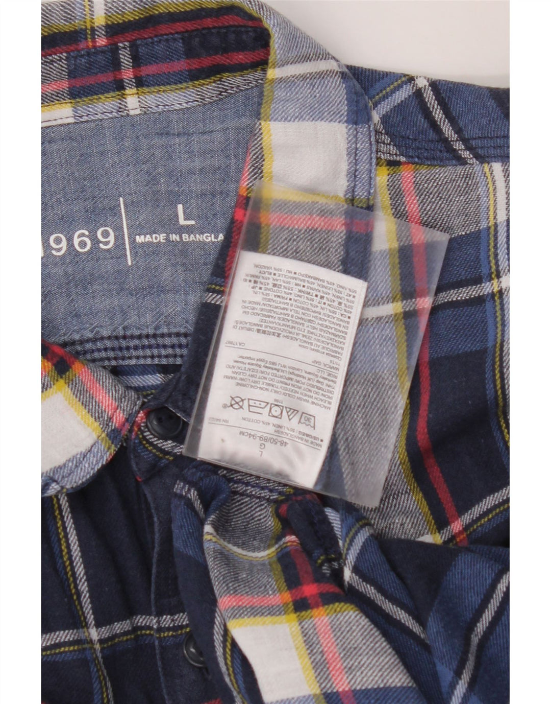 GAP Chemise Flanelle Homme Grand Carreau Bleu Marine Lin