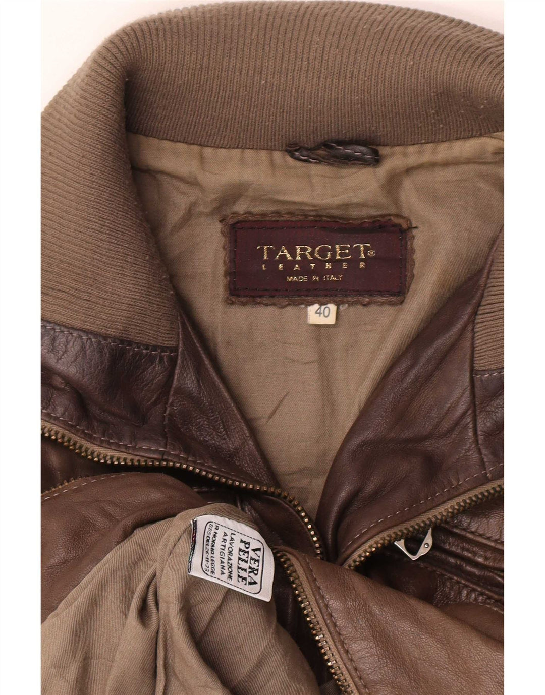 veste en cuir crop femme vintage IT 40 Petit Marron