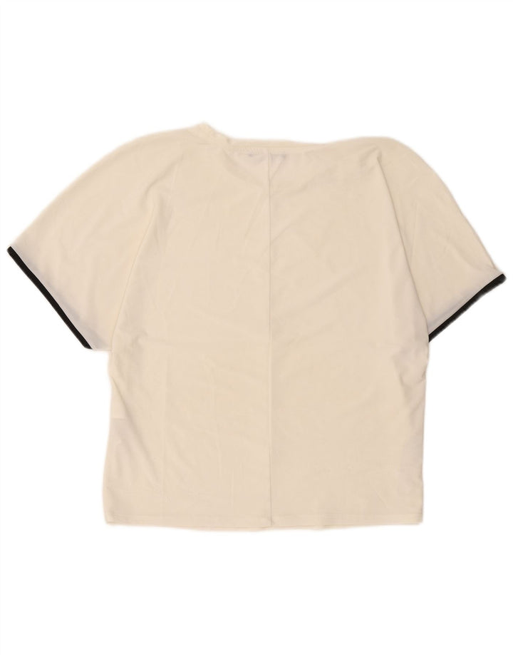 Zara Femme T-Shirt Top UK 14 Moyen Blanc Cassé Polyester