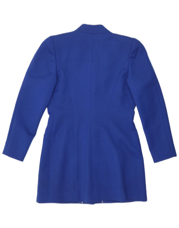 vintage Femmes Longline 4 Bouton Blazer Veste UK 12 Bleu Moyen