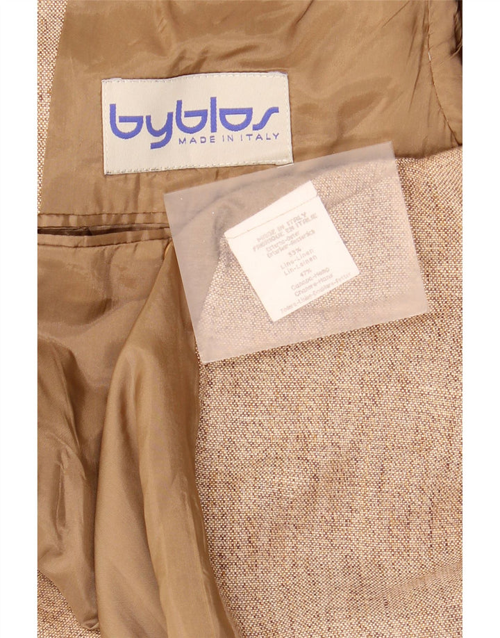 Byblos Veste blazer à 3 boutons pour homme UK 38 Lin beige moyen