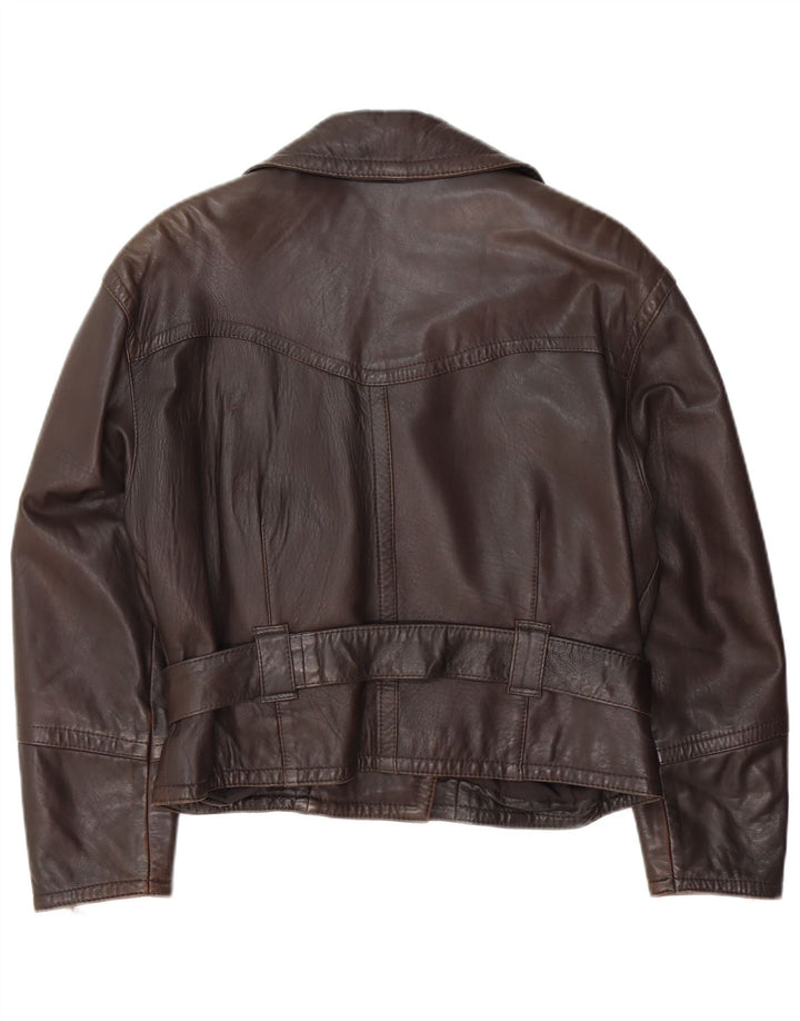 Veste motard en cuir femme vintage EU 40 Cuir marron moyen