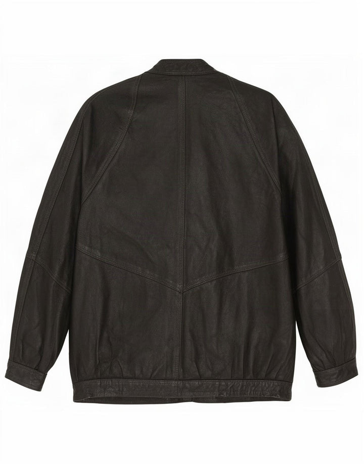 veste en cuir femme vintage UK 14 Grand Noir