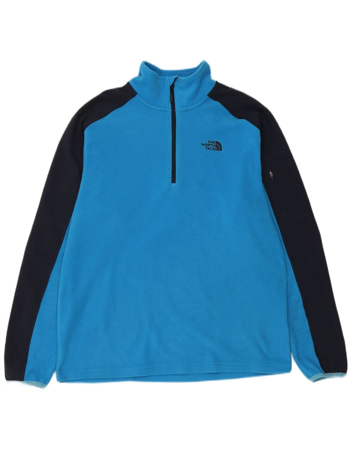 THE NORTH FACE Pull Polaire à Col Zippé Homme Bleu Moyen Colourblock