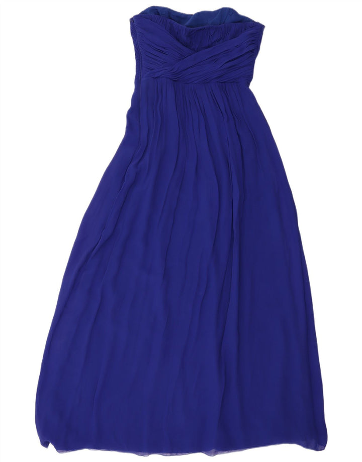 Ted Baker Robe longue sans bretelles pour femme Taille 3 Bleu moyen Soie