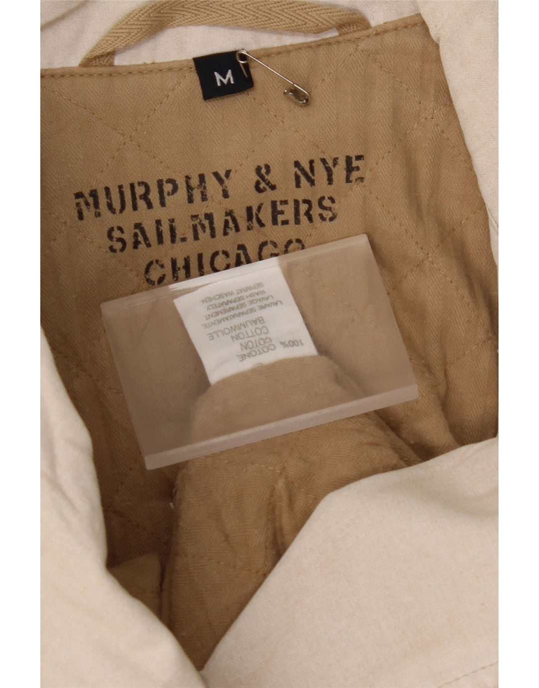 MURPHY & NYE Manteau croisé pour femme UK 14 Coton beige moyen