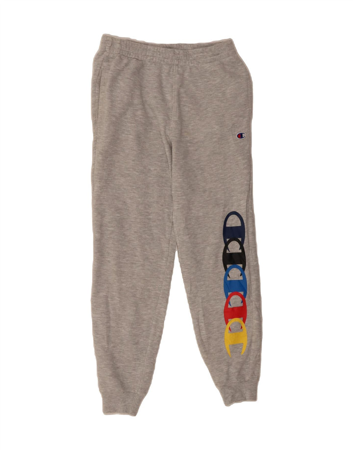 CHAMPION Boys Graphic Tracksuit Trousers Joggers 9-10 Years Medium Grey Vintage Champion and Second-Hand Champion from Messina Hembry 