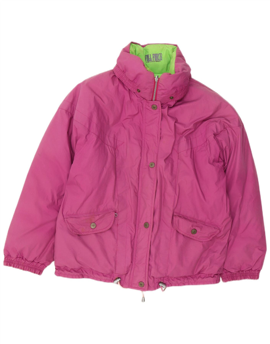 vintage Femme Réversible Veste Rembourrée UK 14 Grand Coton Violet
