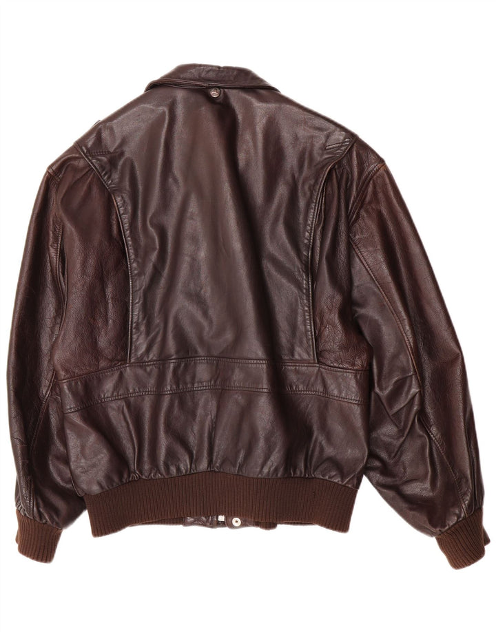 veste en cuir homme vintage UK 40 Grand cuir brun
