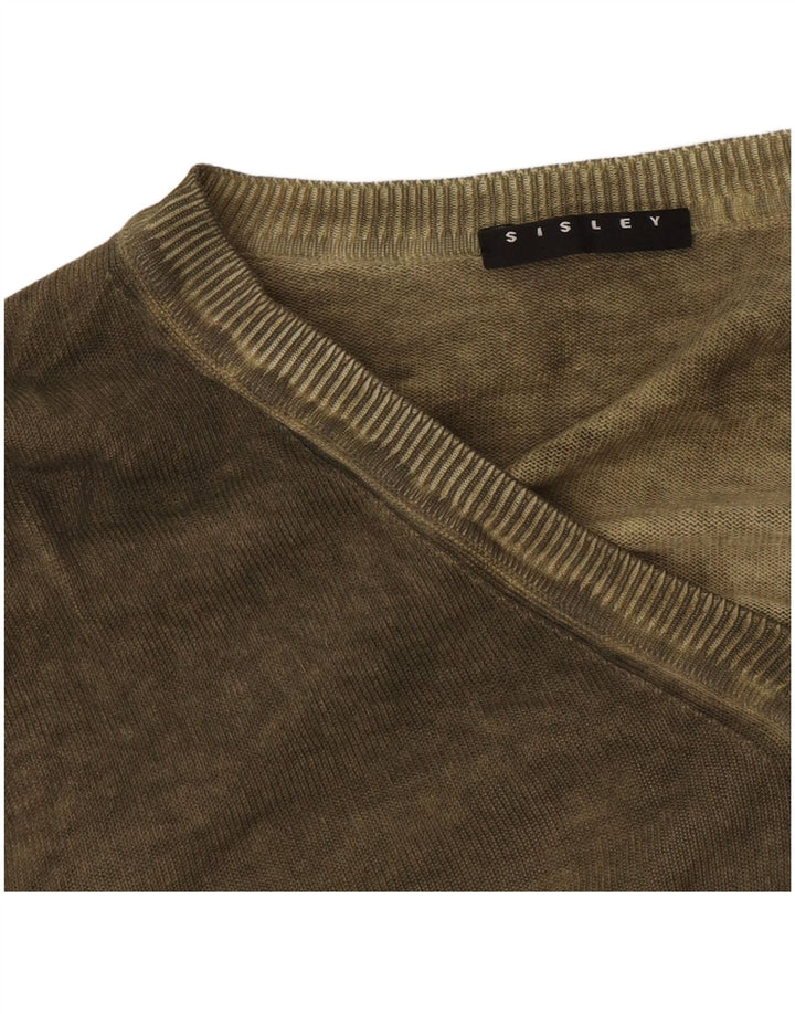 Sisley Pull Col V Pull Large Kaki Homme