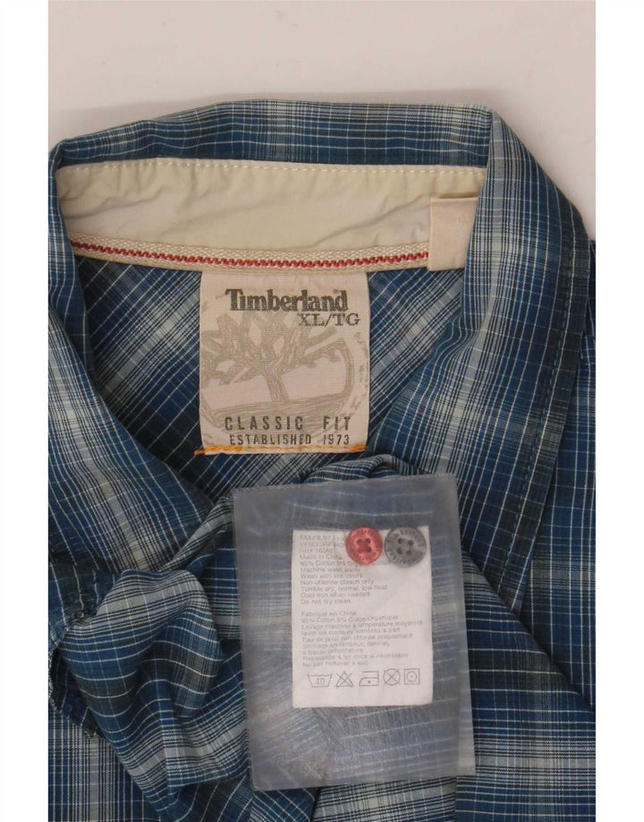 Timberland Chemise coupe classique XL en coton à carreaux bleu pour homme