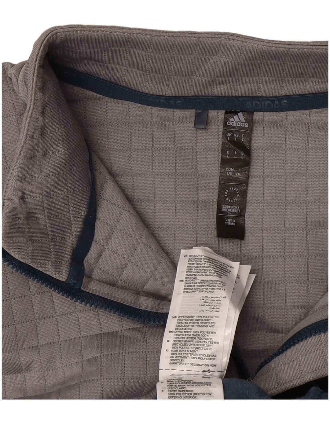 Adidas Pull polaire à col zippé pour homme Grand bleu marine Polyester