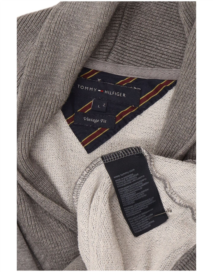 Tommy Hilfiger Cardigan graphique pour homme en coton gris Taille L