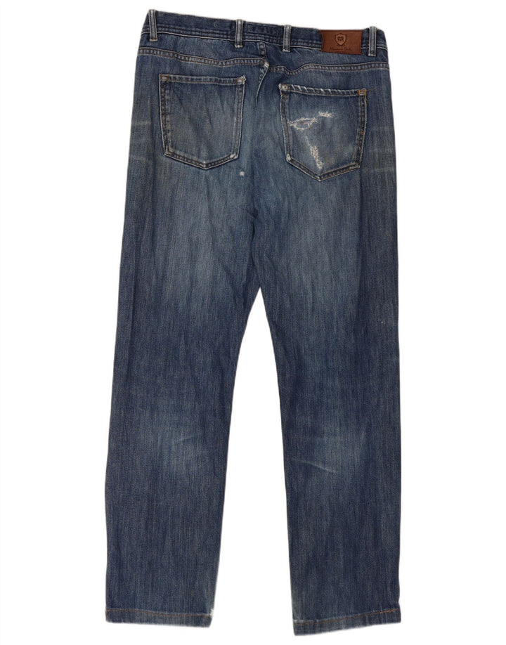 Massimo Dutti Jean droit vieilli pour homme EU 42 Large W32 L29 Bleu