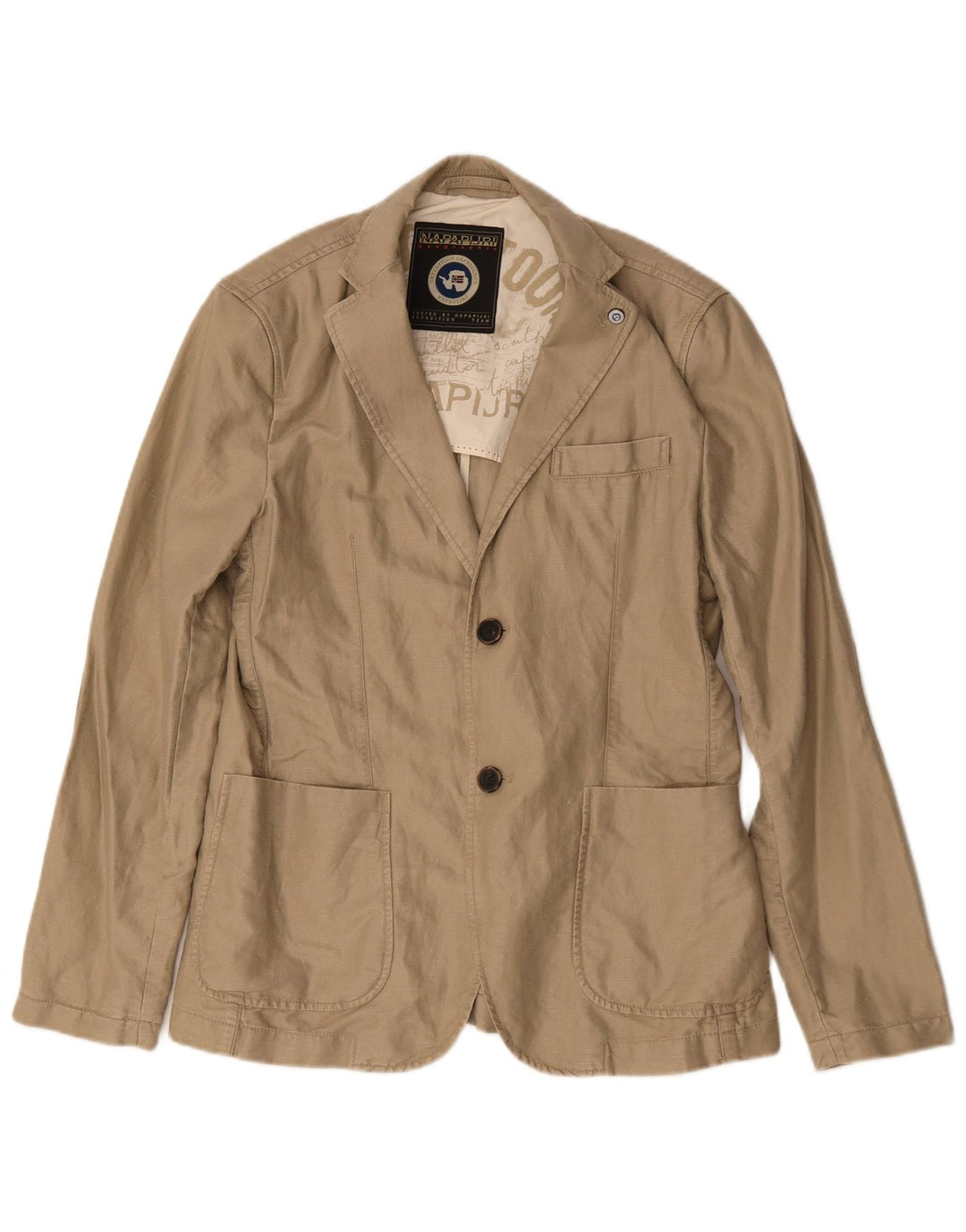 Napapijri Veste blazer à 2 boutons pour homme en coton beige moyen UK 38