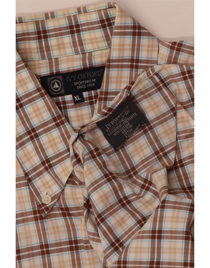 Ivy Oxford Chemise Homme XL Marron Carreaux Coton