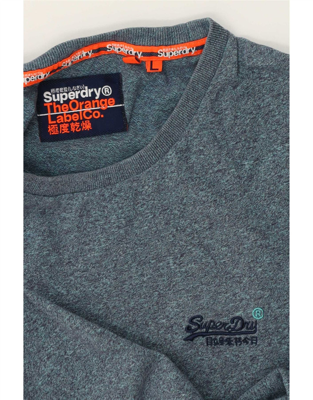 Superdry Homme T-Shirt Top Large Bleu Moucheté