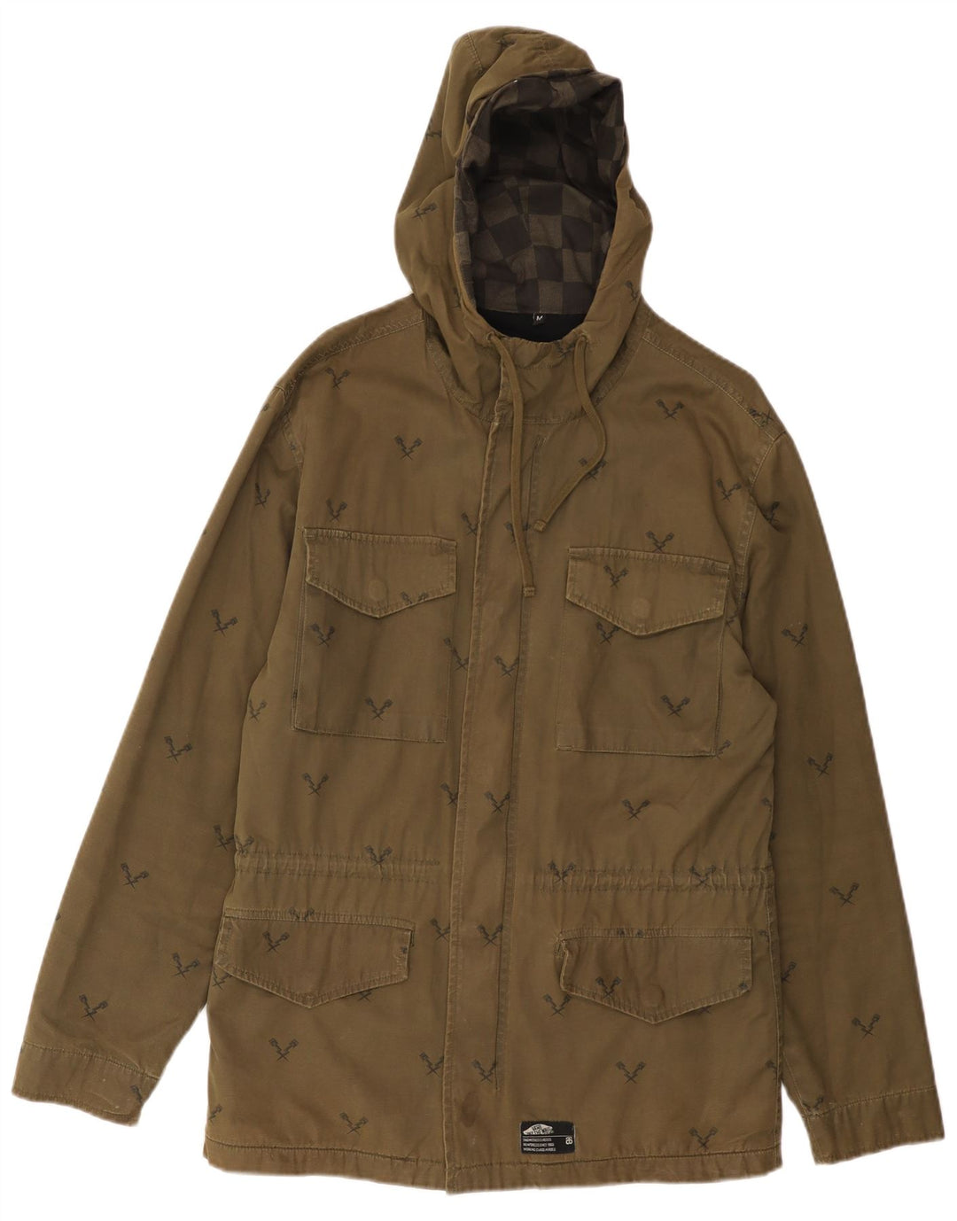 Vans Veste utilitaire à capuche pour homme UK 38 Kaki moyen géométrique