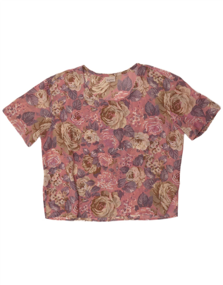 Byblos Femme Blouse Oversize Top IT 44 Rose Moyen Floral Polyester