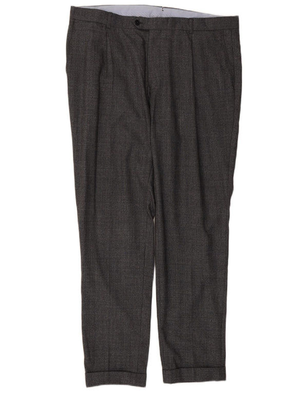 Massimo Dutti Pantalon de costume pour homme EU 48 XL W38 L32 Gris à carreaux en coton