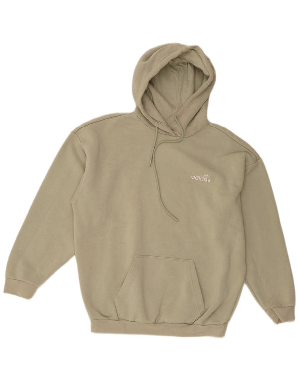 Adidas Pull à capuche surdimensionné graphique pour femme UK 10 Petit coton kaki