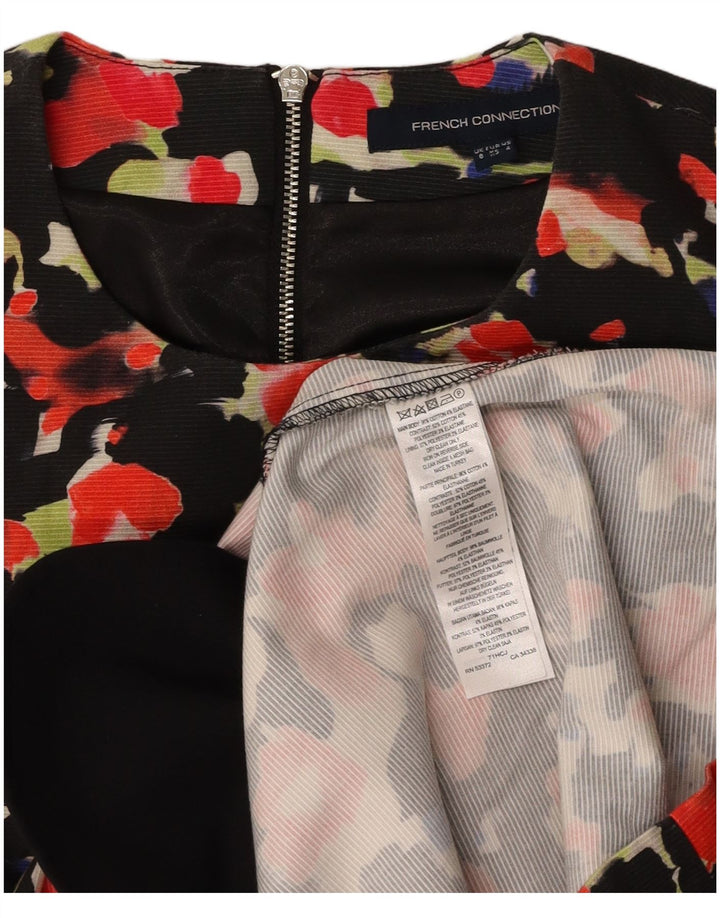 FRENCH CONNECTION Robe trapèze pour femme UK 8 Petit coton floral noir
