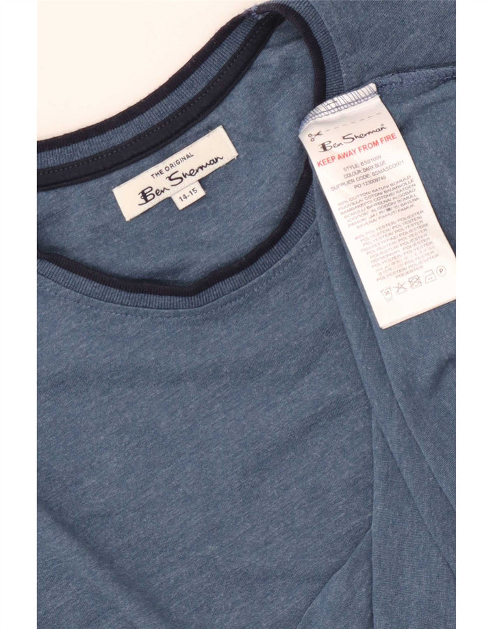 Ben Sherman Haut à manches longues pour garçon 14-15 ans Bleu Coton