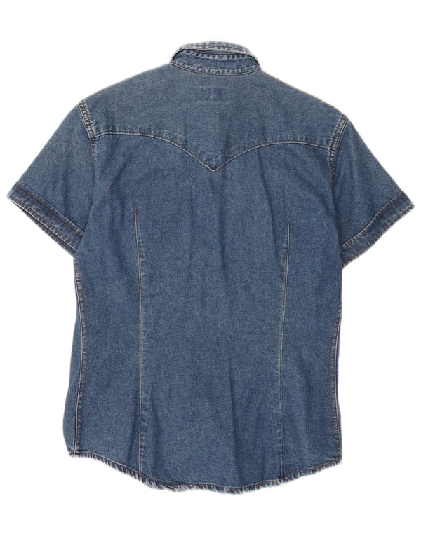 Vitamina Chemise en jean à manches courtes pour femme UK 14 Bleu moyen