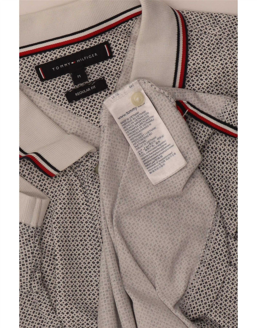 Tommy Hilfiger Polo Regular Fit Homme Blanc Moyen à Pois Coton