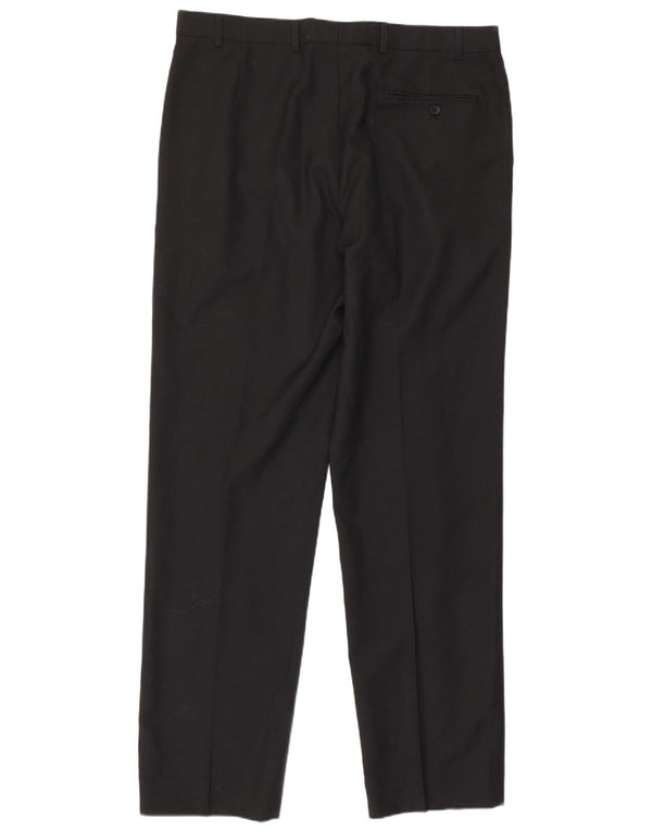 Marks & Spencer Pantalon de Costume Droit Homme W36 L33 Noir Polyester