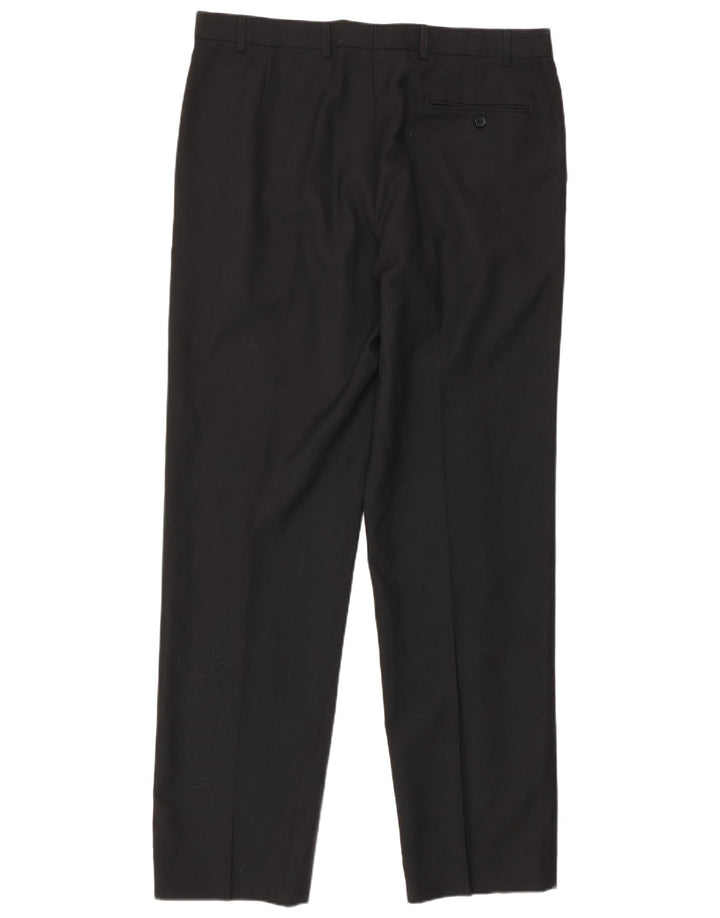 Marks & Spencer Pantalon de Costume Droit Homme W36 L33 Noir Polyester