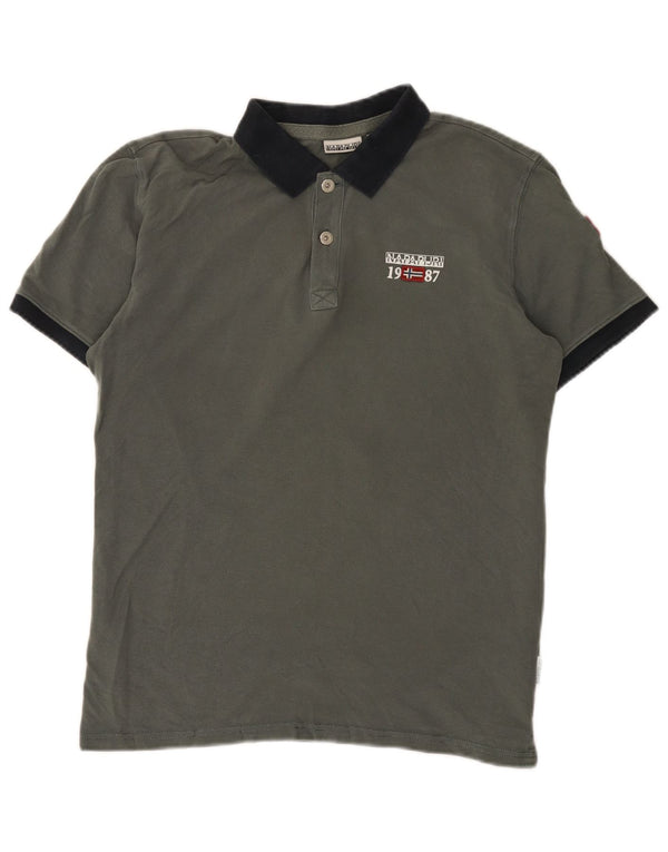 Napapijri Polo Homme Large Gris Colorblock Coton