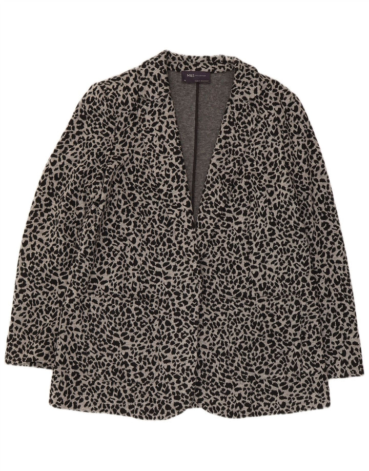 Marks & Spencer Veste blazer ouverte pour femme UK 44 Gris moyen imprimé animal