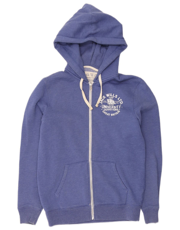 Jack Wills Mens Graphic Zip Hoodie Sweater Small Blue Cotton