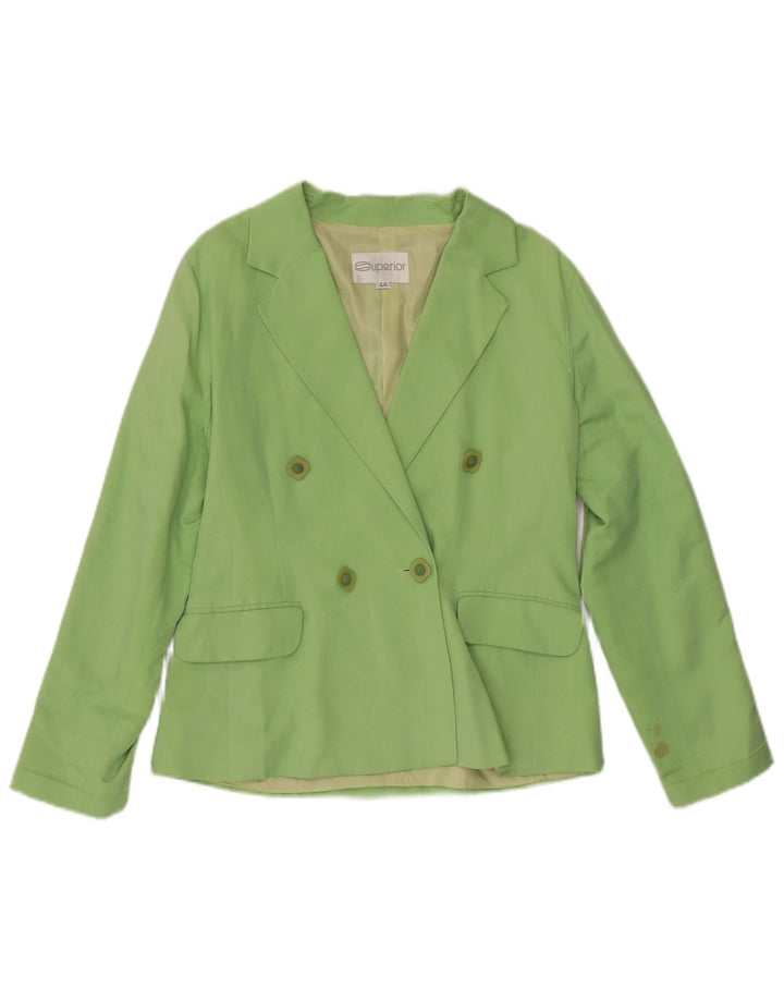 SUPERIOR Veste Blazer Croisée Femme IT 44 Soie Vert Moyen