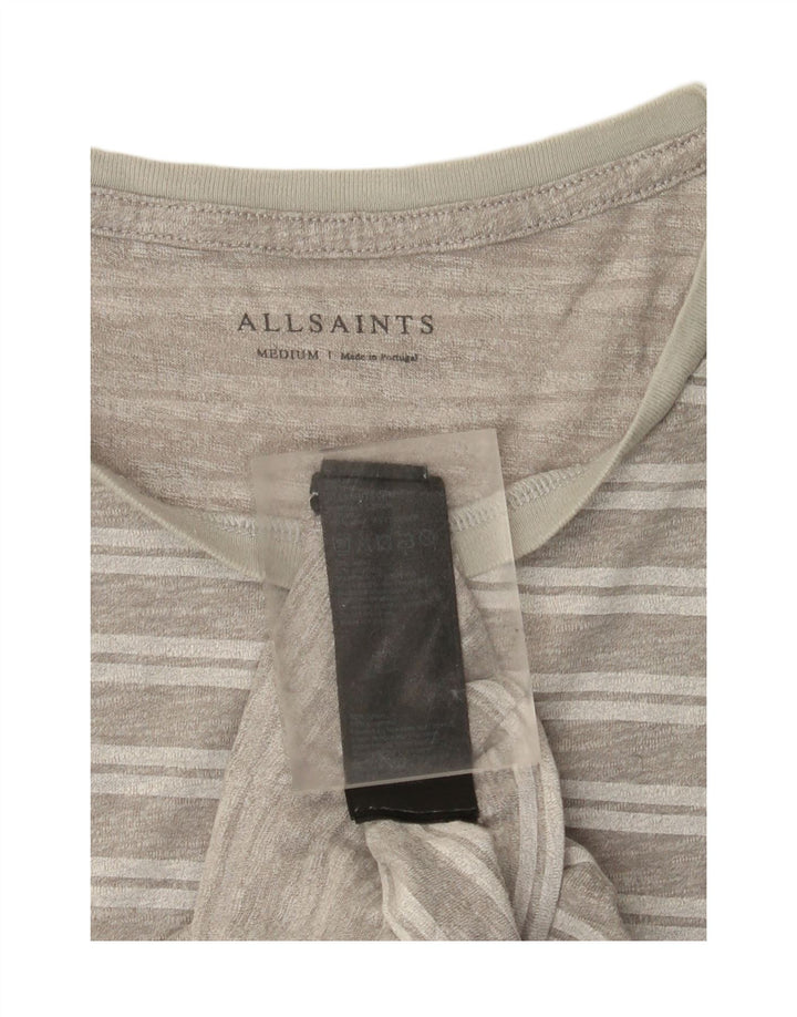 All Saints T-Shirt Homme Gris Moyen Rayé Coton