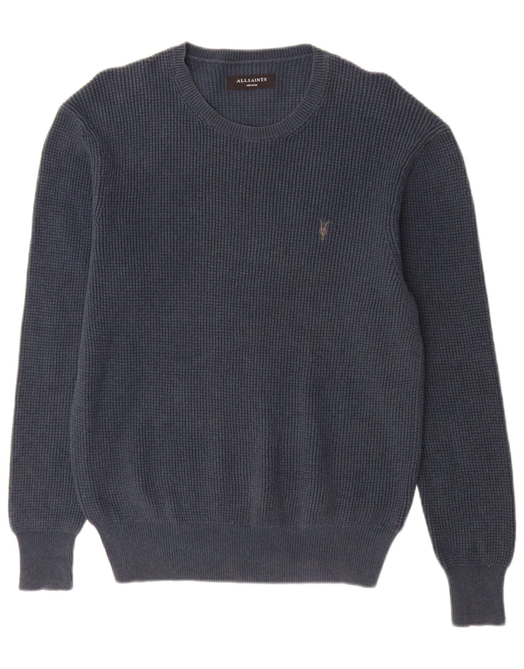 All Saints Pull Col Rond Homme Bleu Marine Moyen Coton