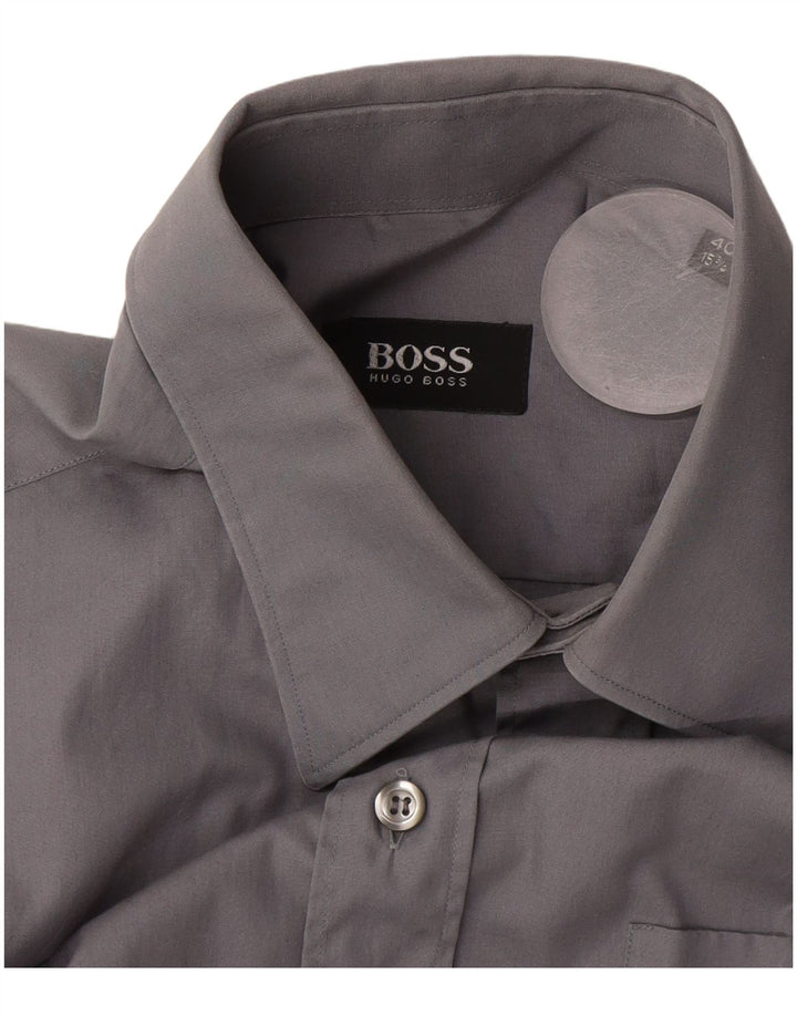 Hugo Boss Chemise Homme Taille 40 15 1/2 Gris Moyen