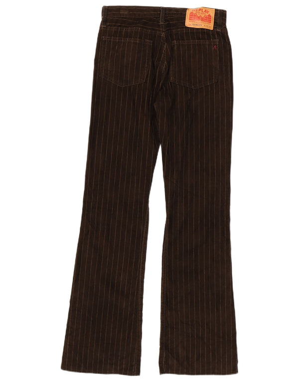 Replay Pantalon Décontracté Bootcut Femme W28 L34 Marron Rayé Polyester