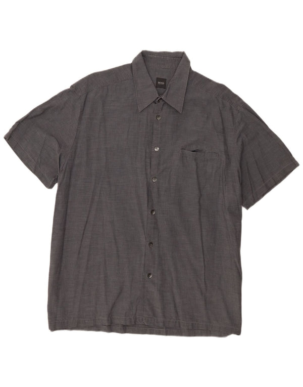 Hugo Boss Chemise à manches courtes pour hommes XL Gris Coton