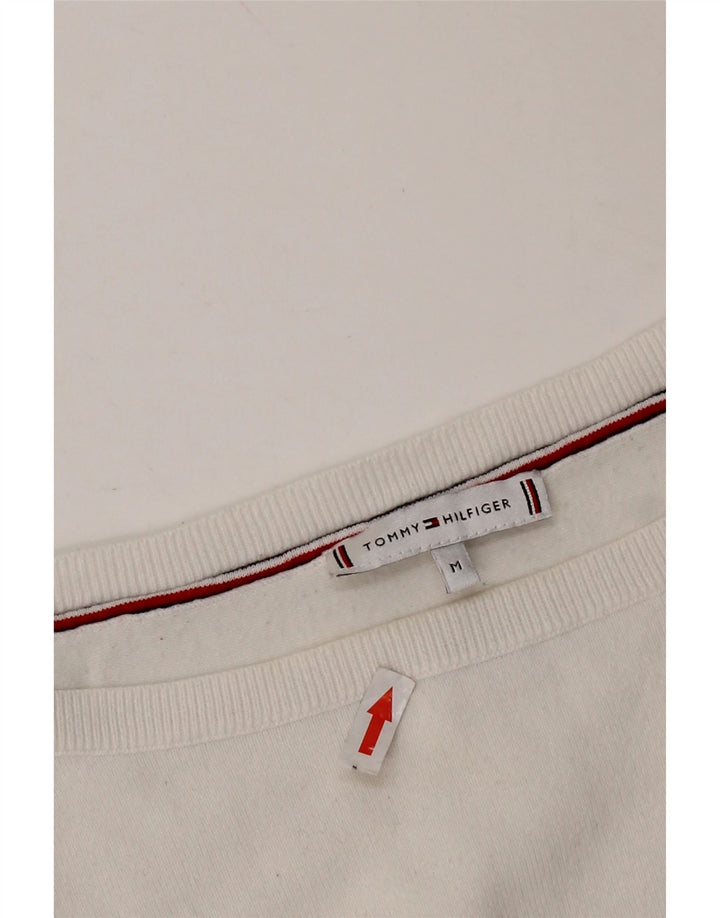 TOMMY HILFIGER Pull col bateau pour femme UK 14 Blanc moyen