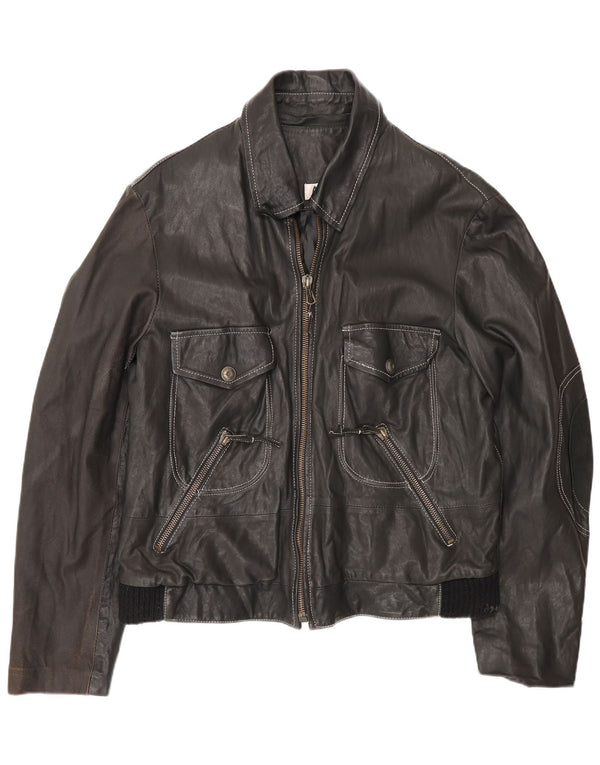 Lavorazione Artigiana Veste en cuir pour homme UK 38 Medium Noir