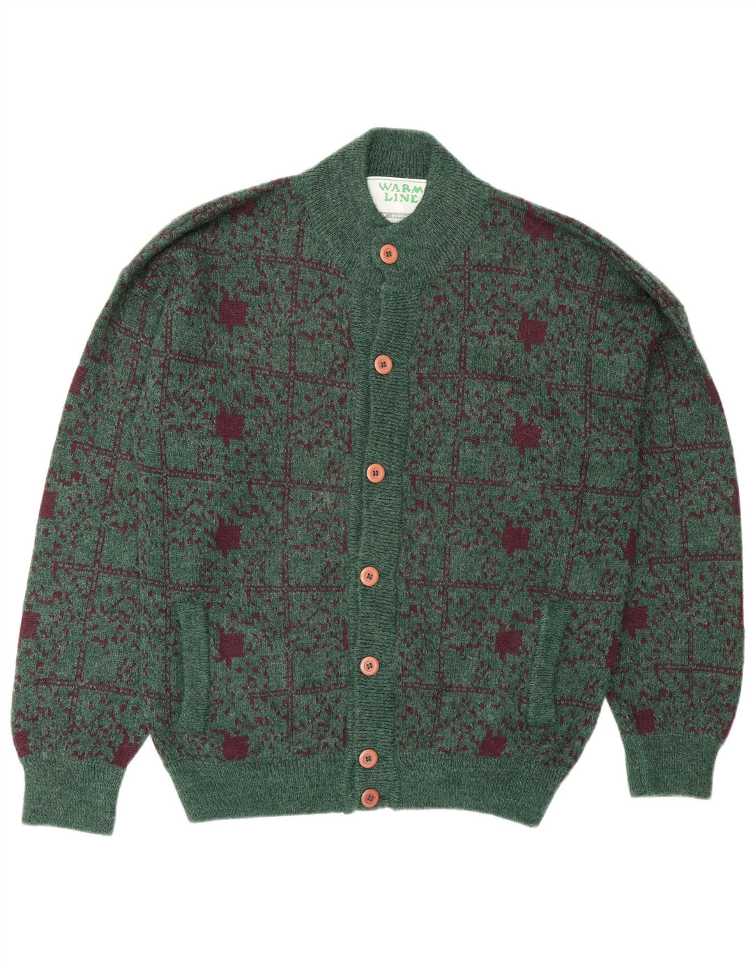 Settebello Cardigan pour homme en laine à carreaux verts