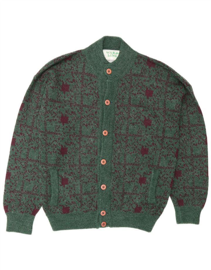 Settebello Cardigan pour homme en laine à carreaux verts