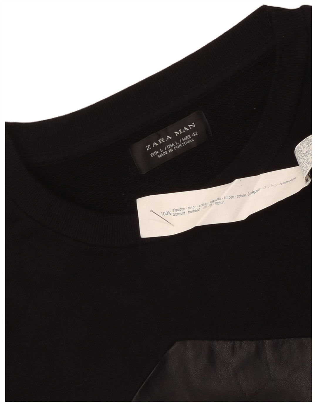 Zara Sweat-shirt pour homme en coton color block Noir Large
