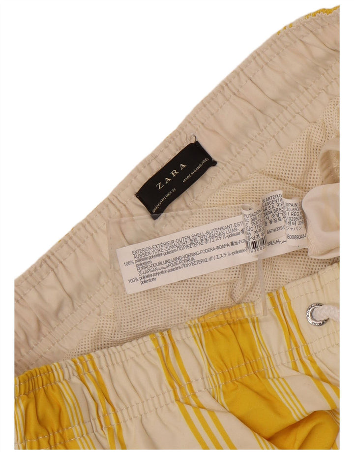 Zara Short De Bain Homme Rayé Jaune Moyen Polyester