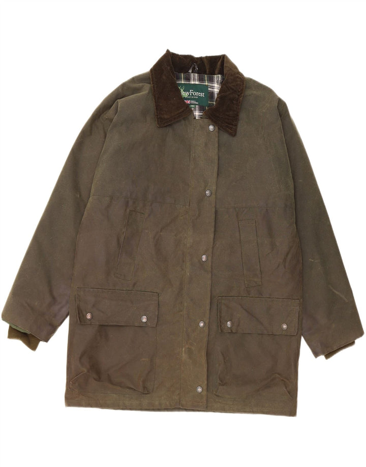 Veste en coton ciré femme vintage UK 14 Grand Kaki